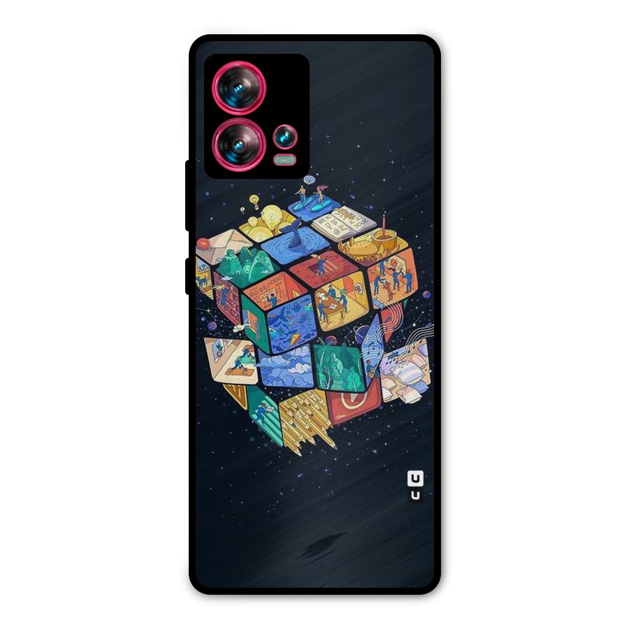 Coloured Rubic Metal Back Case for Motorola Edge 30 Fusion