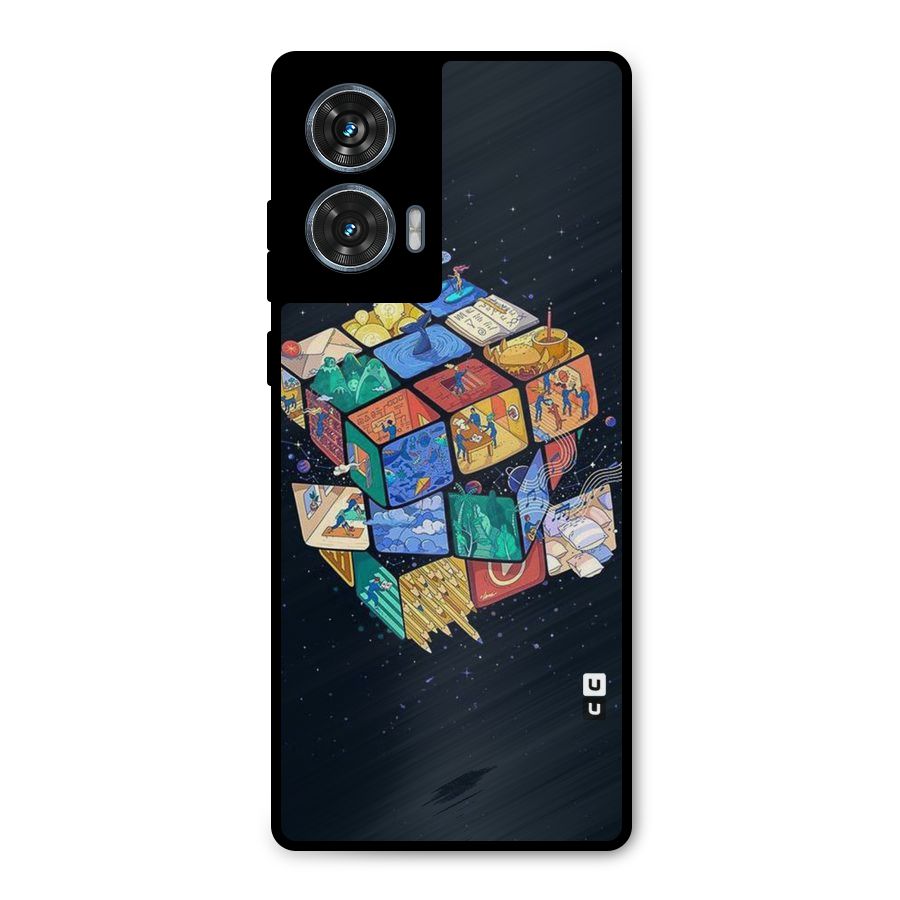 Coloured Rubic Metal Back Case for Motorola Edge 50 Fusion
