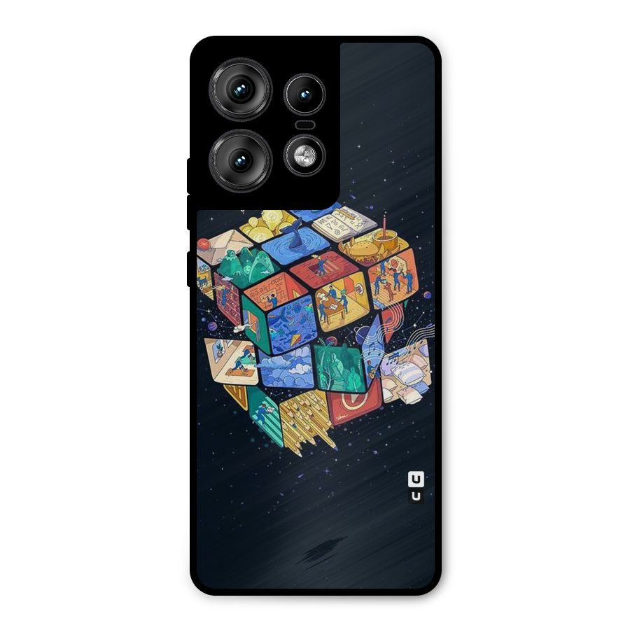 Coloured Rubic Metal Back Case for Motorola Edge 50 Pro