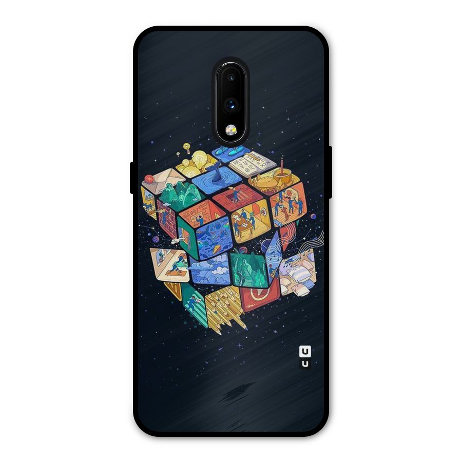 Coloured Rubic Metal Back Case for OnePlus 7