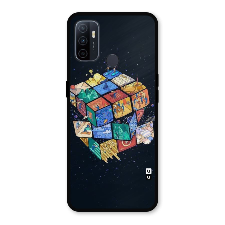 Coloured Rubic Metal Back Case for Oppo A53