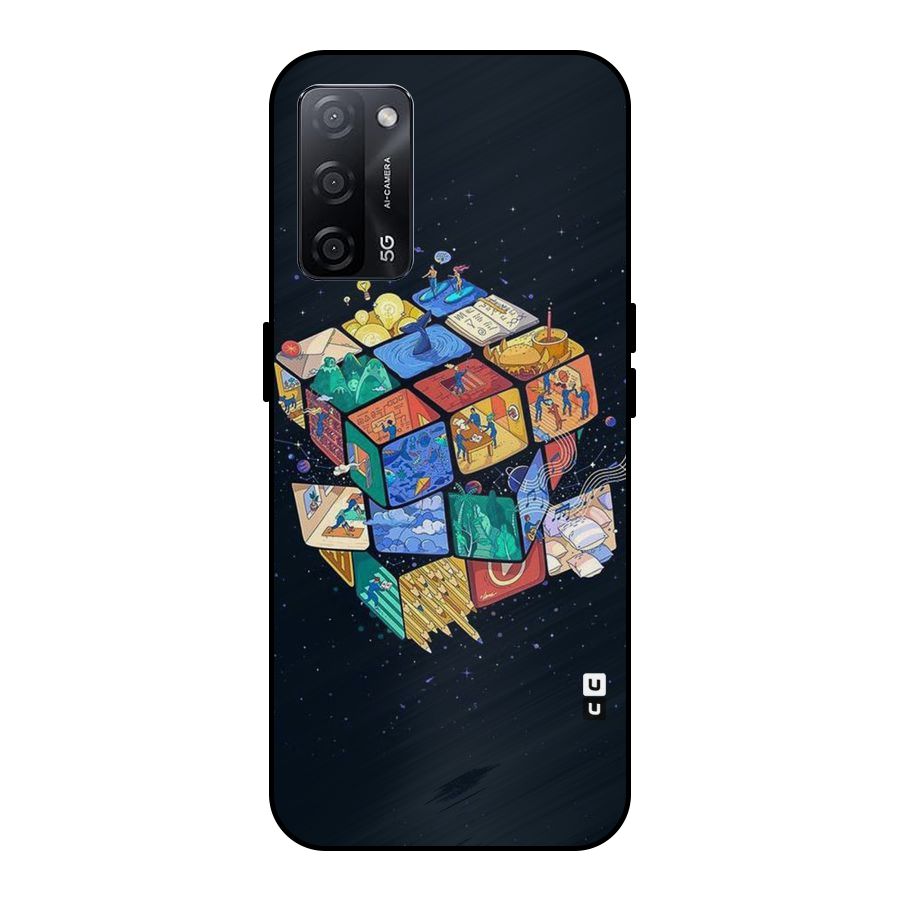 Coloured Rubic Metal Back Case for Oppo A53s 5G