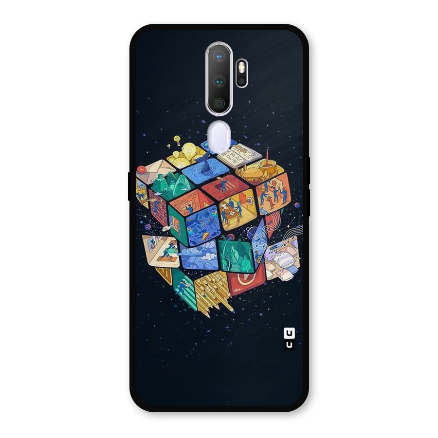 Coloured Rubic Metal Back Case for Oppo A5 (2020)
