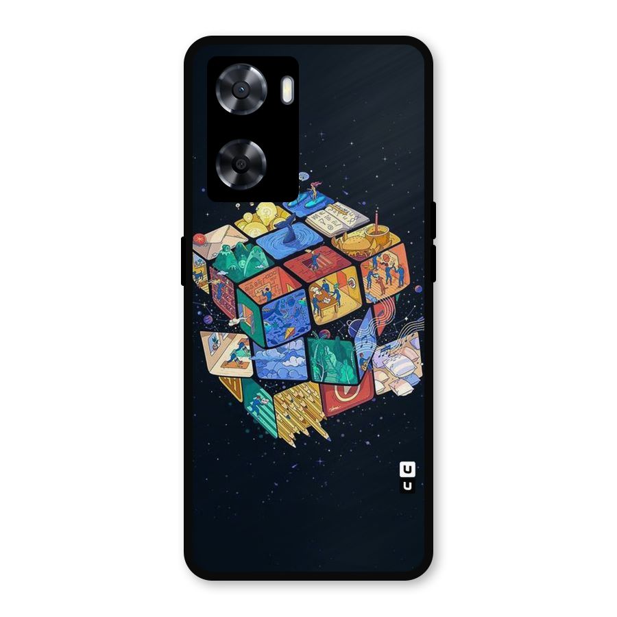 Coloured Rubic Metal Back Case for Oppo A77