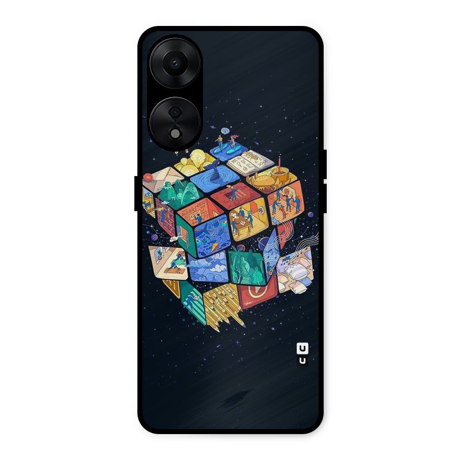 Coloured Rubic Metal Back Case for Oppo A78 5G