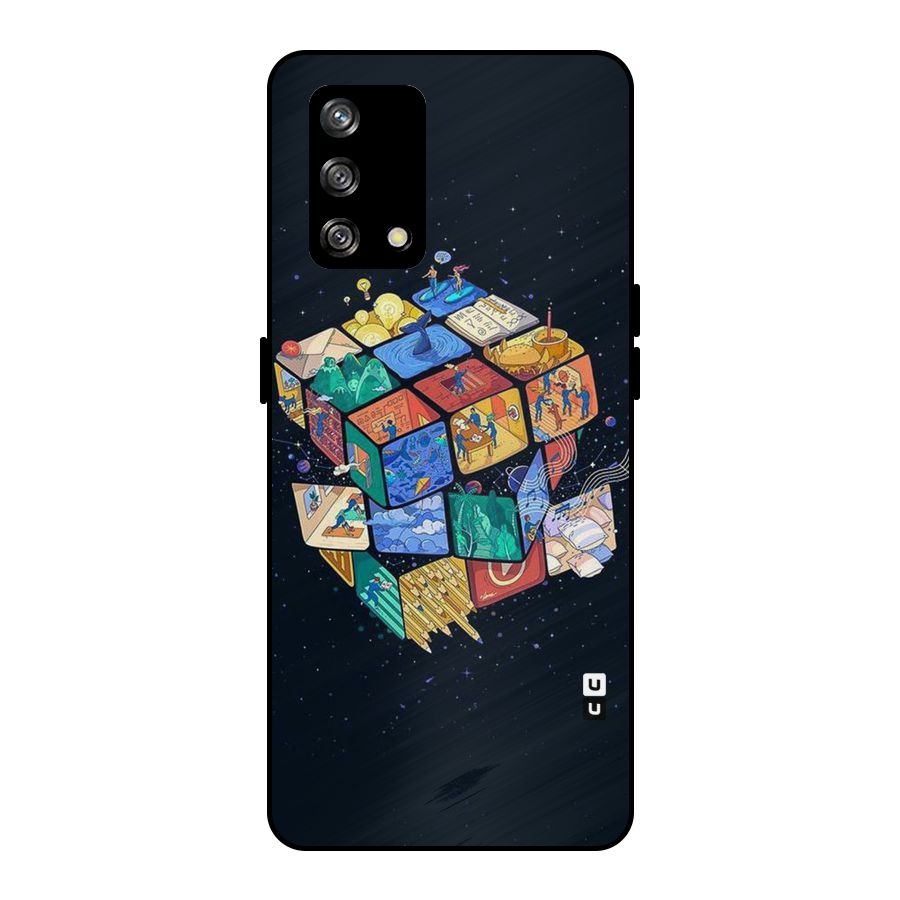 Coloured Rubic Metal Back Case for Oppo F19