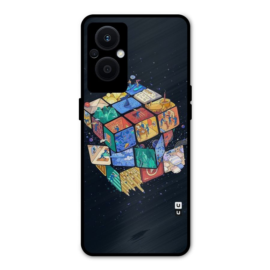 Coloured Rubic Metal Back Case for Oppo F21s Pro 5G