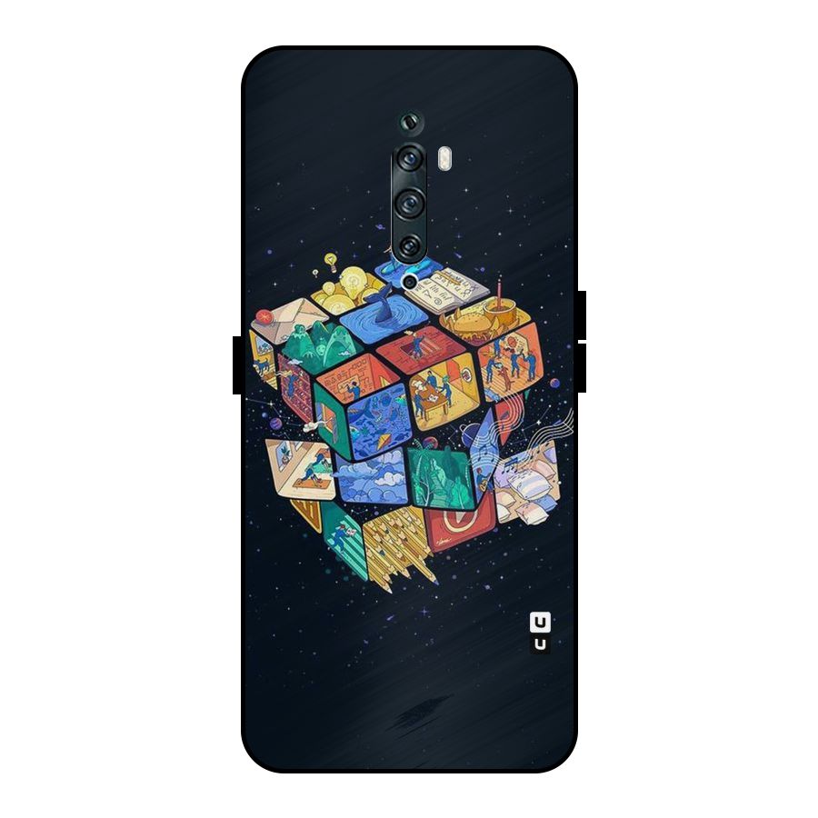 Coloured Rubic Metal Back Case for Oppo Reno2 F