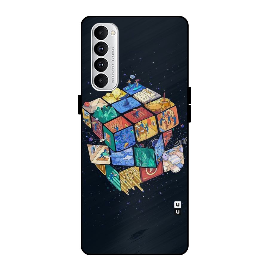 Coloured Rubic Metal Back Case for Oppo Reno4 Pro
