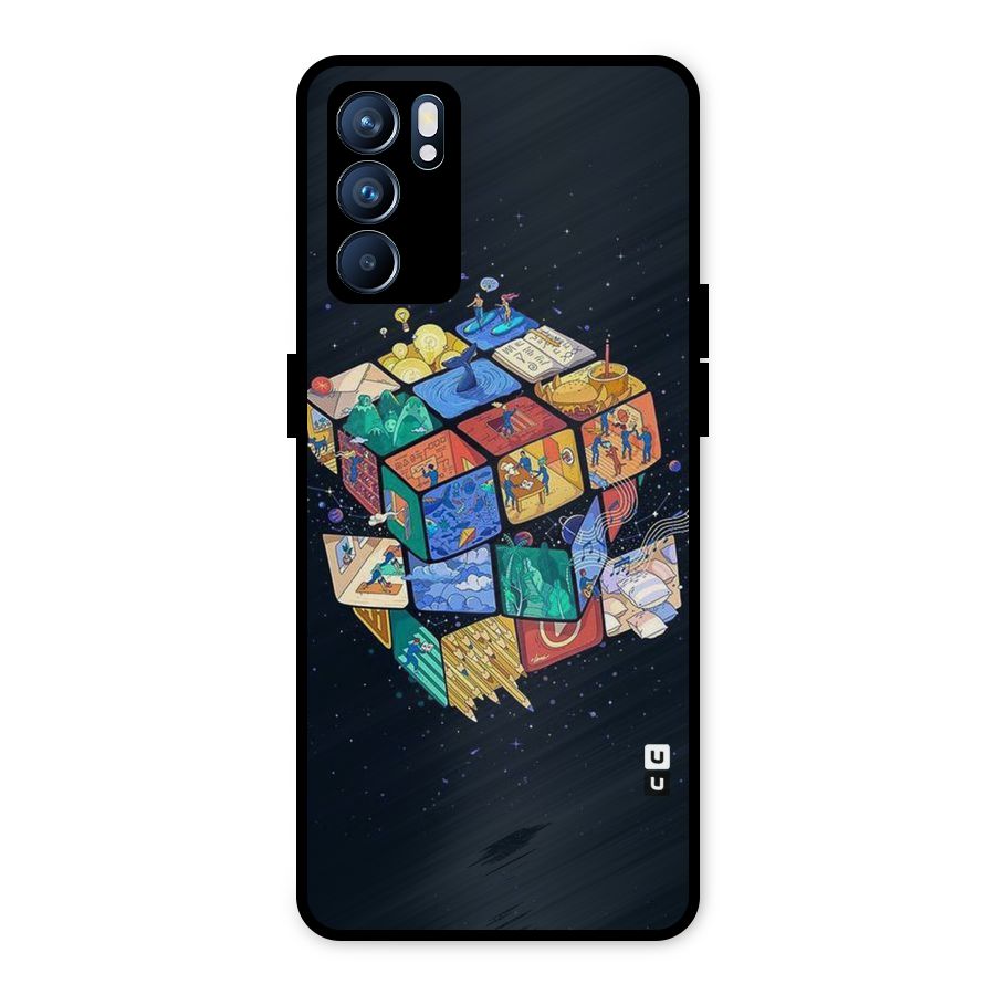 Coloured Rubic Metal Back Case for Oppo Reno6 5G