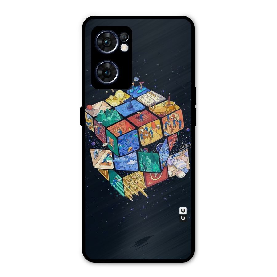 Coloured Rubic Metal Back Case for Oppo Reno7 5G