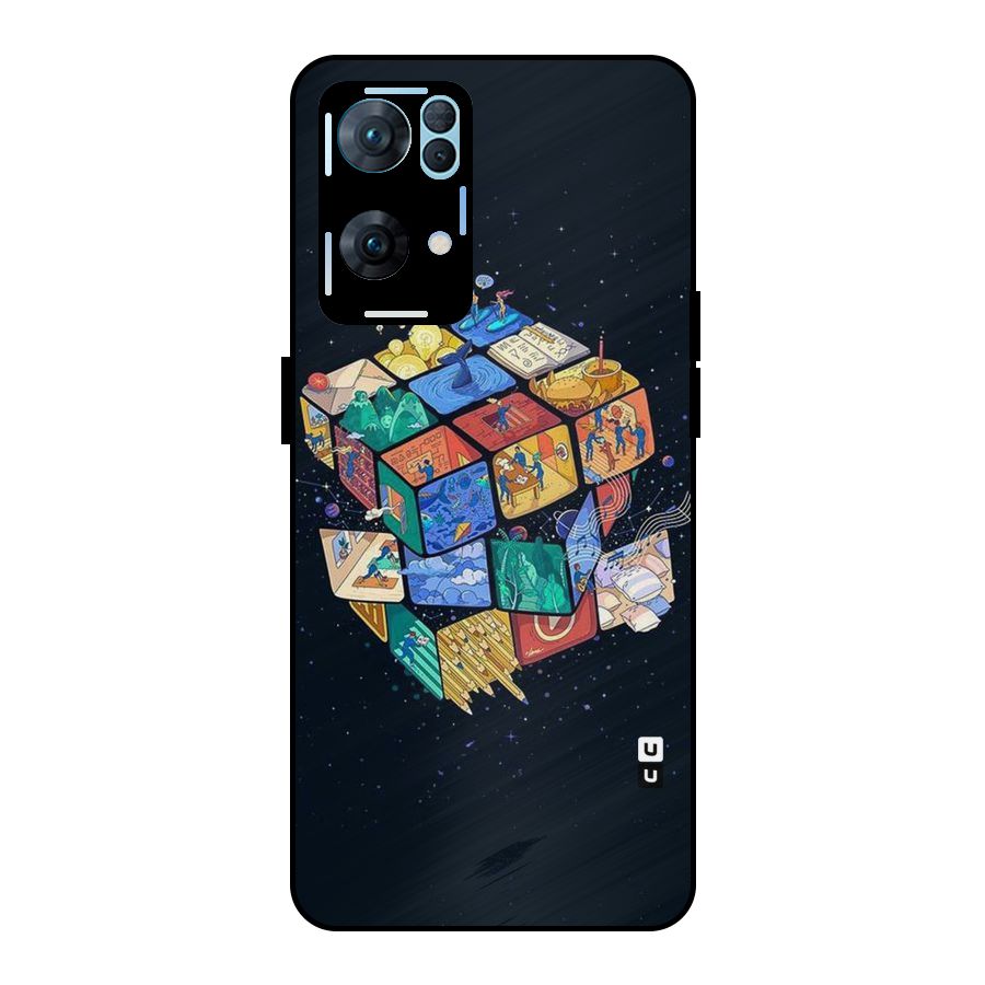 Coloured Rubic Metal Back Case for Oppo Reno7 Pro 5G