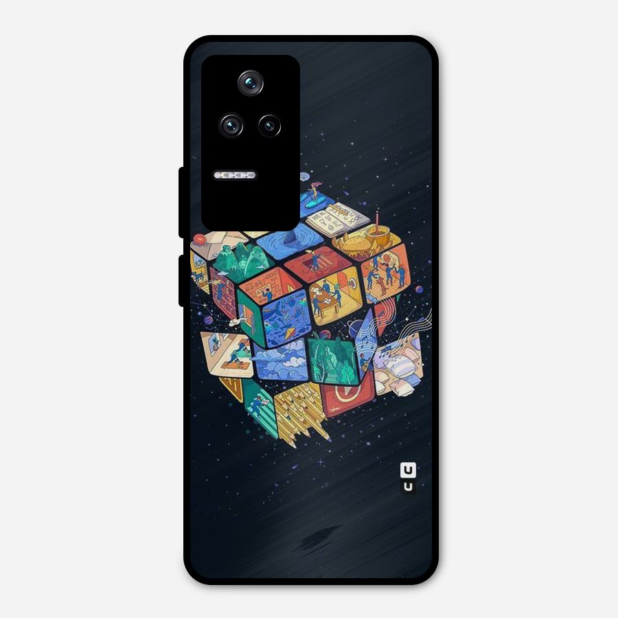 Coloured Rubic Metal Back Case for Poco F4 5G