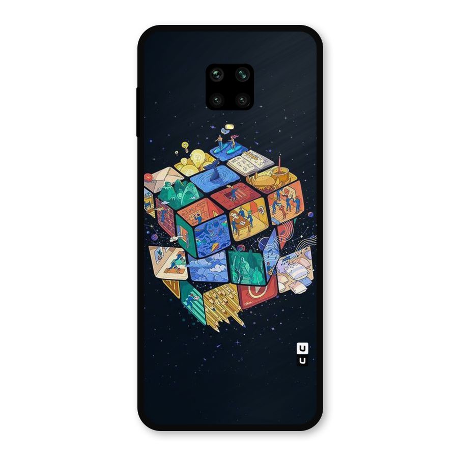 Coloured Rubic Metal Back Case for Poco M2 Pro
