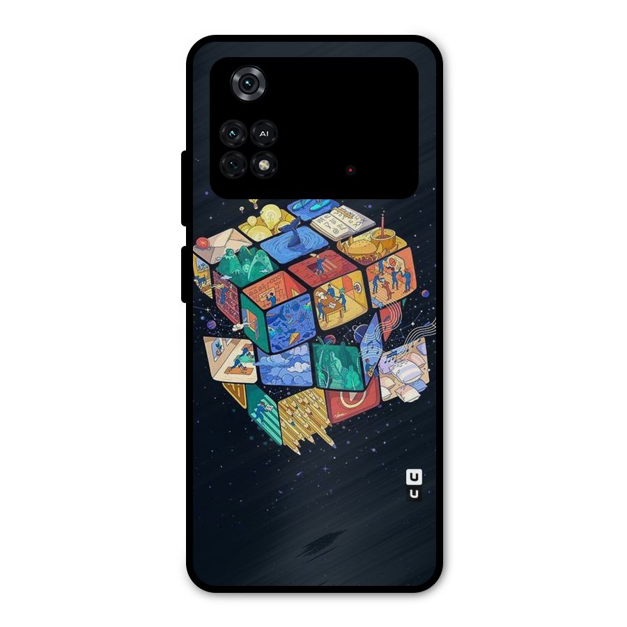 Coloured Rubic Metal Back Case for Poco M4 Pro 4G