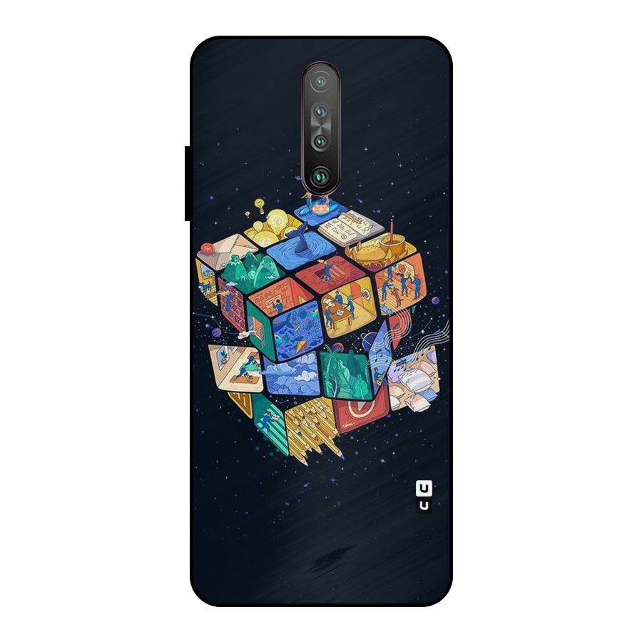 Coloured Rubic Metal Back Case for Poco X2