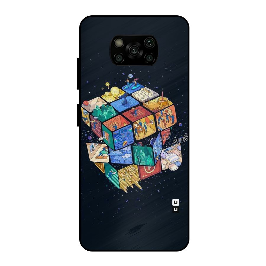 Coloured Rubic Metal Back Case for Poco X3