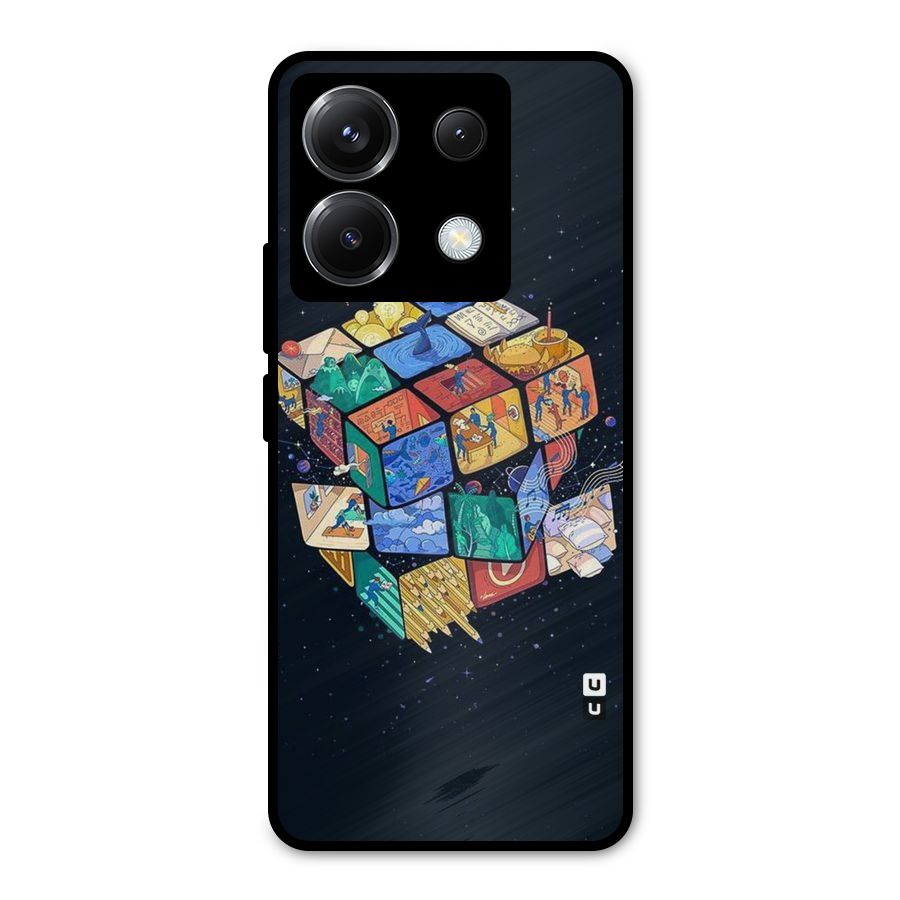 Coloured Rubic Metal Back Case for Poco X6