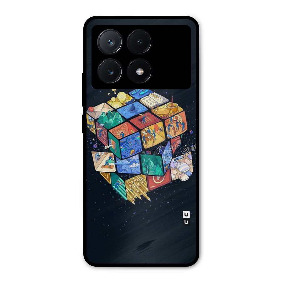 Coloured Rubic Metal Back Case for Poco X6 Pro