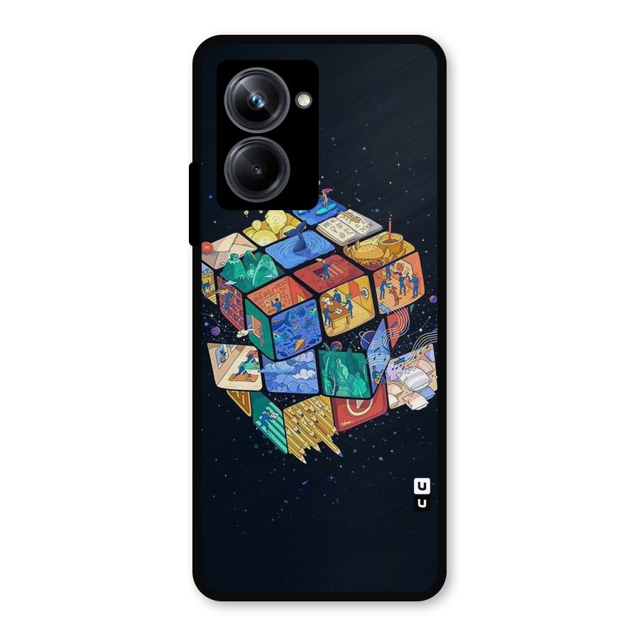 Coloured Rubic Metal Back Case for Realme 10 Pro