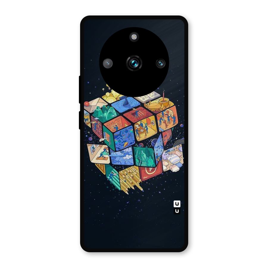 Coloured Rubic Metal Back Case for Realme 11 Pro