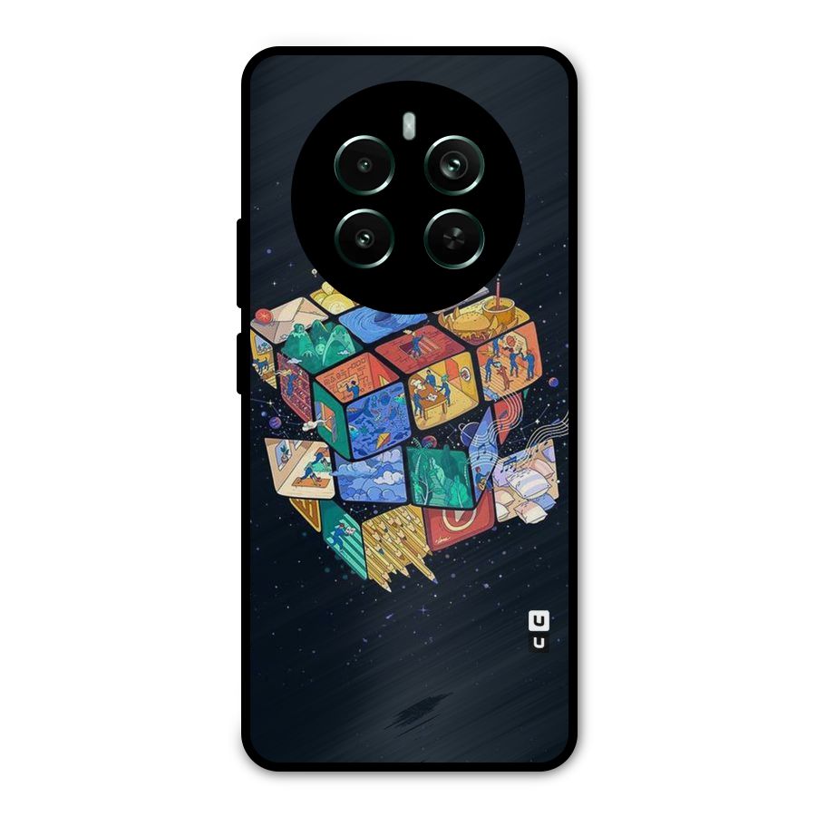 Coloured Rubic Metal Back Case for Realme 12 Pro Plus