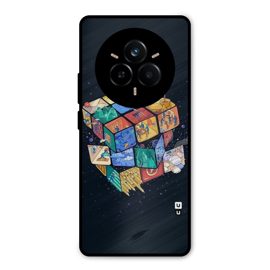 Coloured Rubic Metal Back Case for Realme 14 Pro