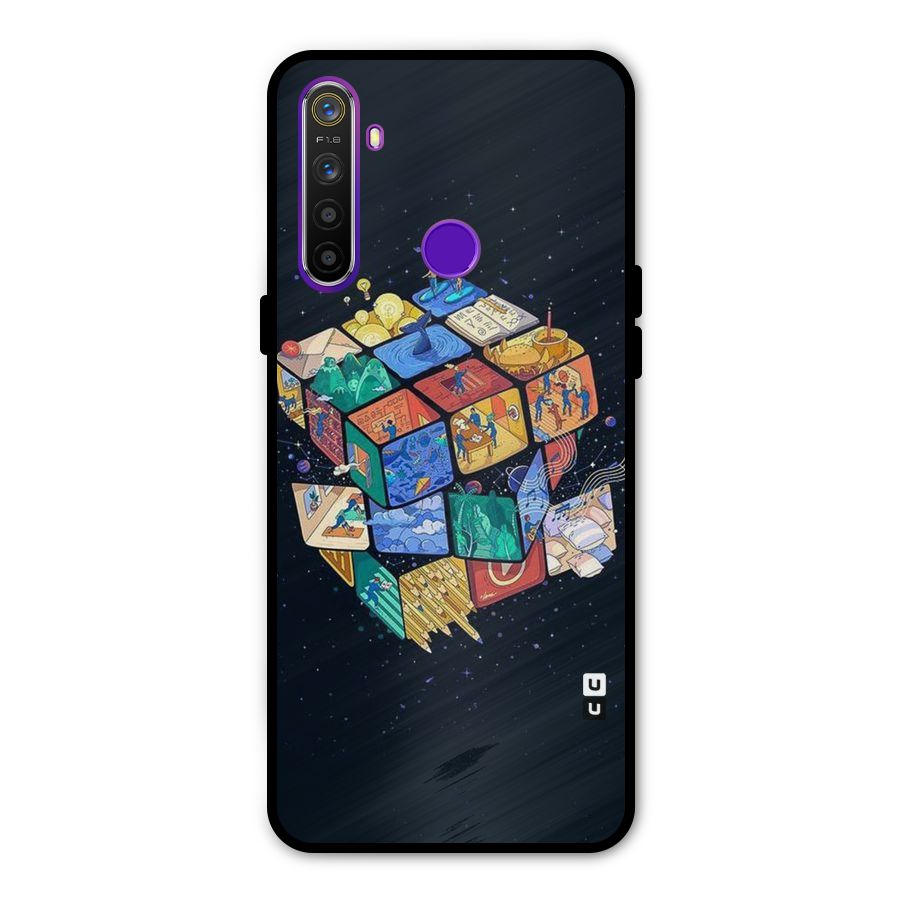 Coloured Rubic Metal Back Case for Realme 5i