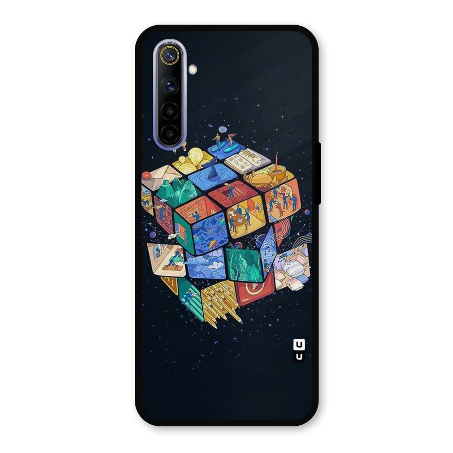 Coloured Rubic Metal Back Case for Realme 6i