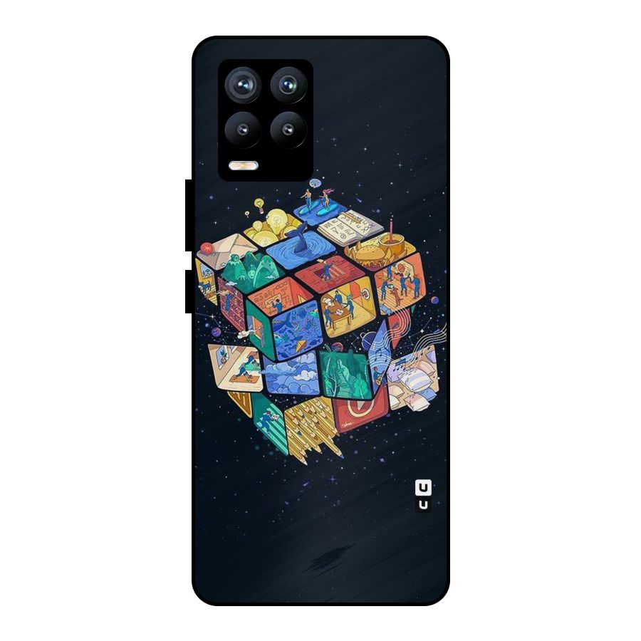 Coloured Rubic Metal Back Case for Realme 8 Pro