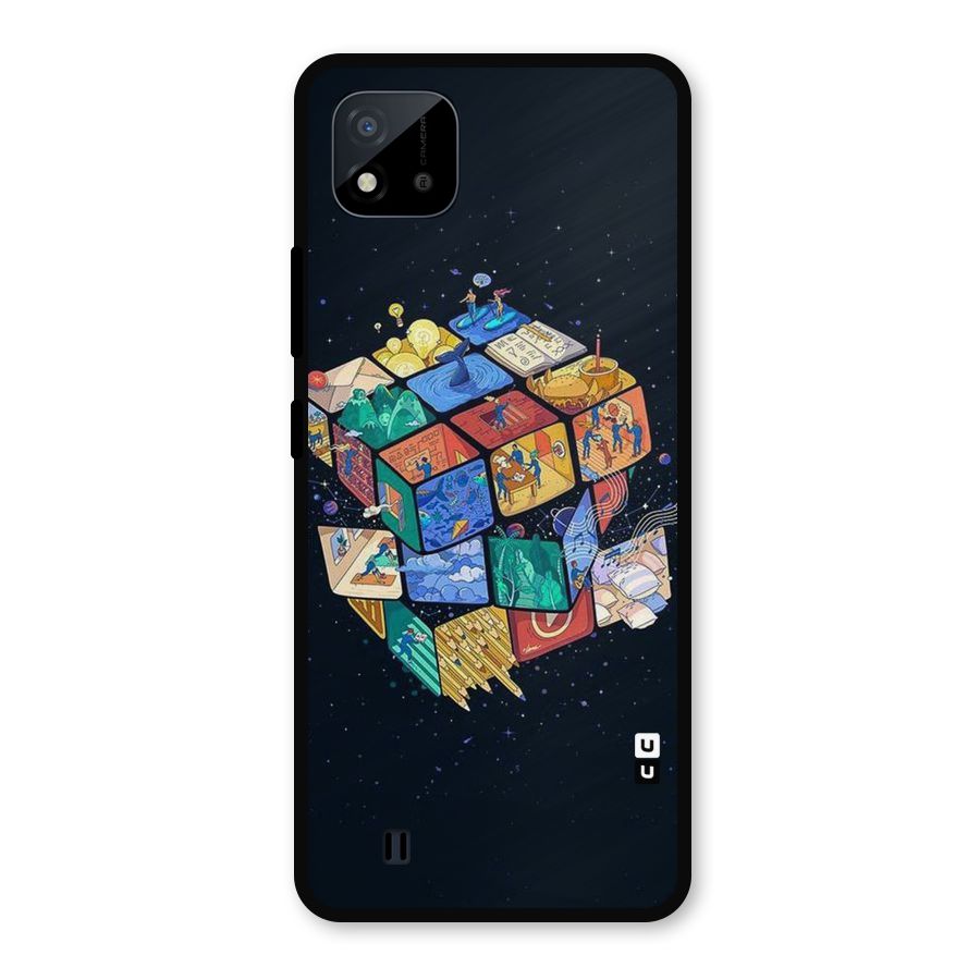 Coloured Rubic Metal Back Case for Realme C11 2021
