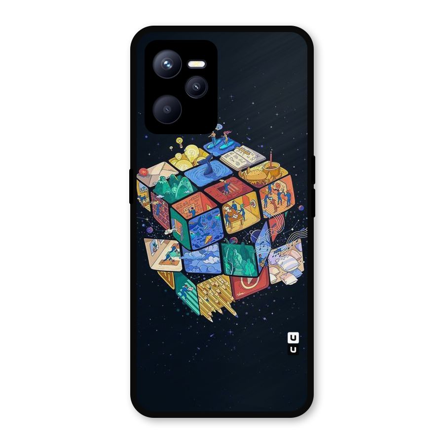 Coloured Rubic Metal Back Case for Realme C35