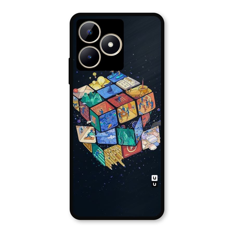 Coloured Rubic Metal Back Case for Realme C53