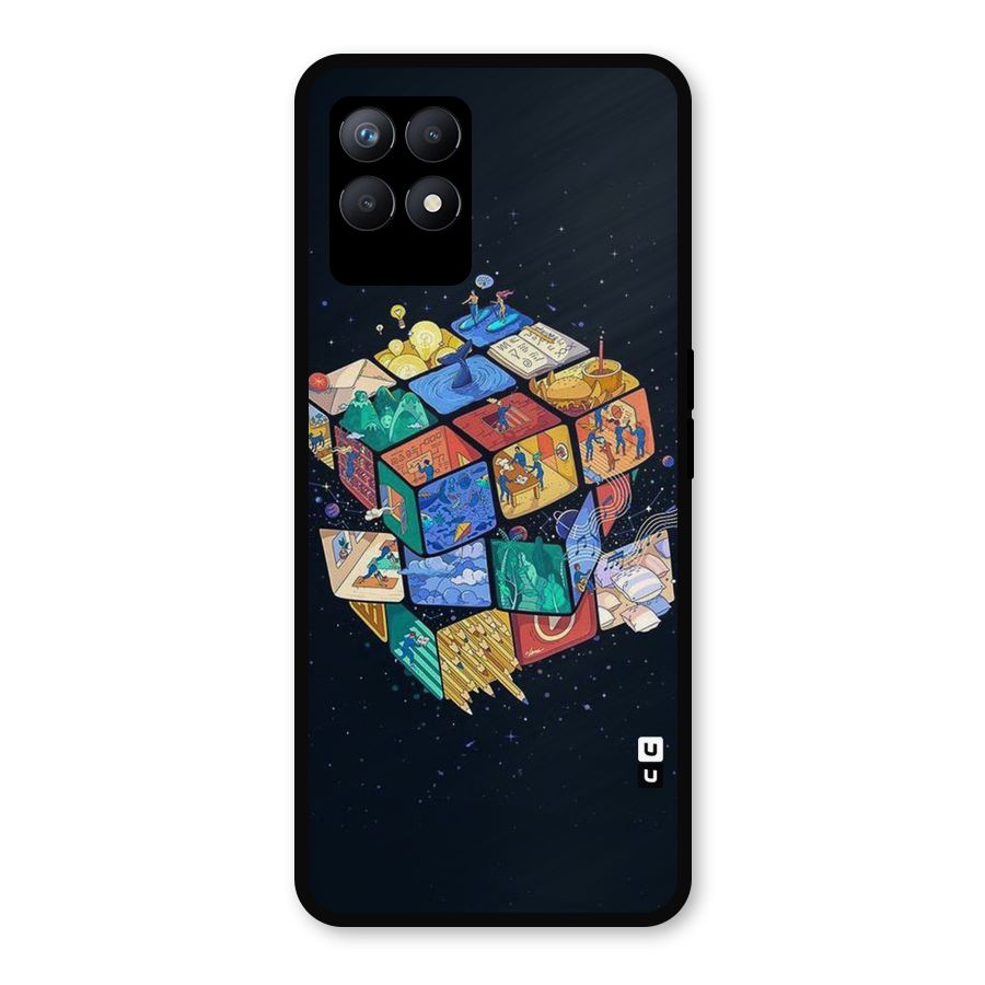 Coloured Rubic Metal Back Case for Realme Narzo 50