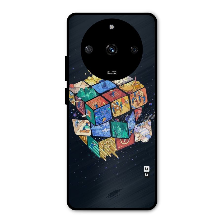 Coloured Rubic Metal Back Case for Realme Narzo 60 5G