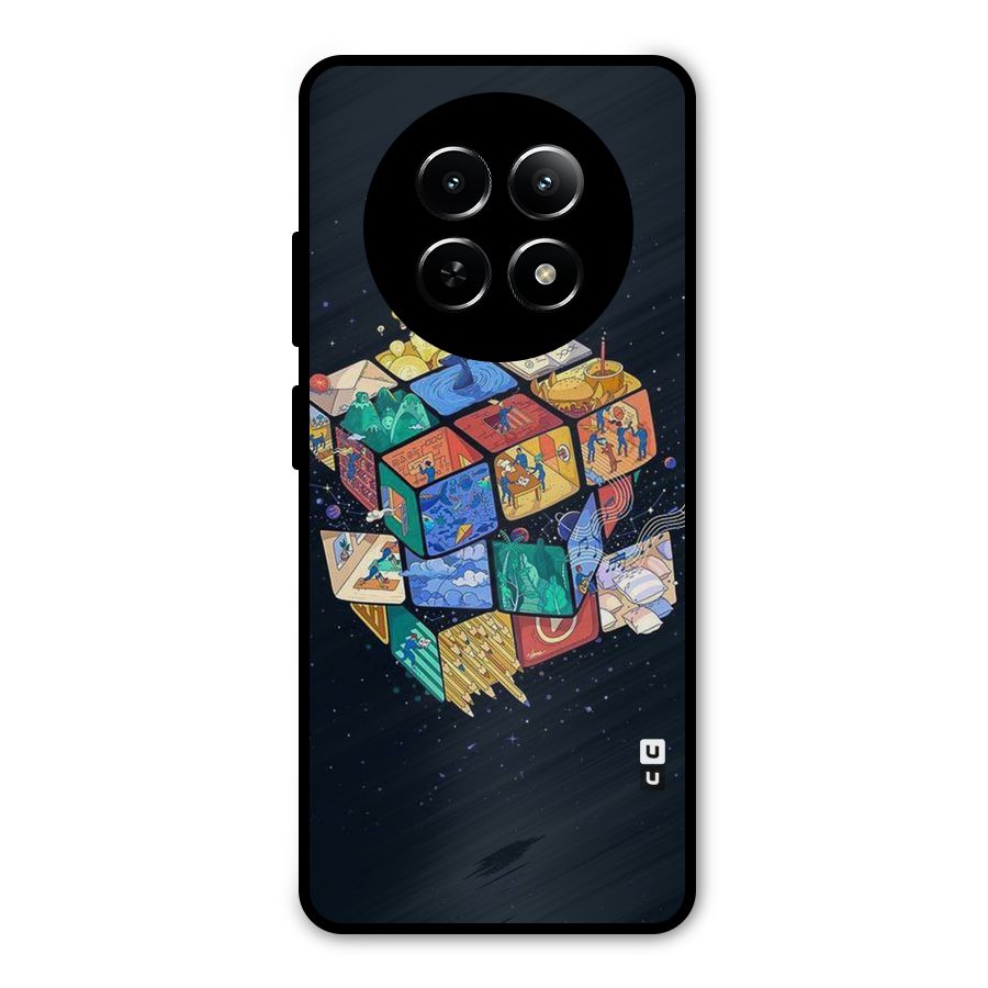 Coloured Rubic Metal Back Case for Realme Narzo 70x 5G