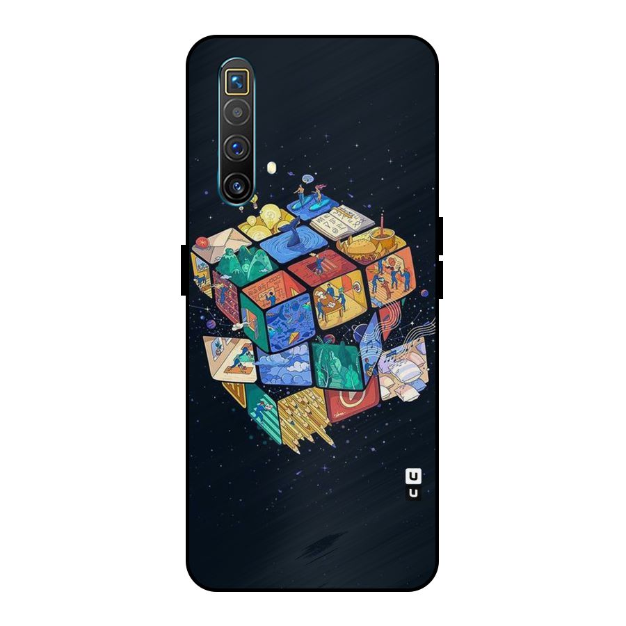 Coloured Rubic Metal Back Case for Realme X3 SuperZoom