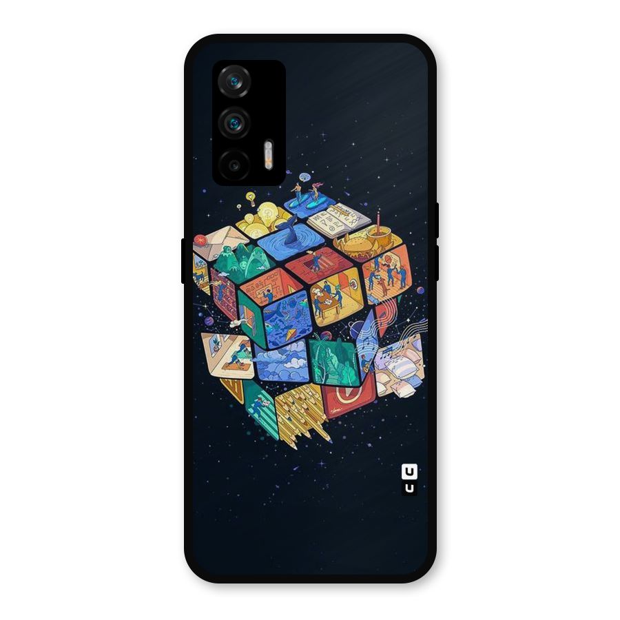 Coloured Rubic Metal Back Case for Realme X7 Max