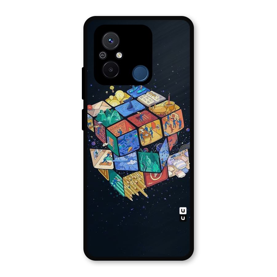 Coloured Rubic Metal Back Case for Redmi 12C