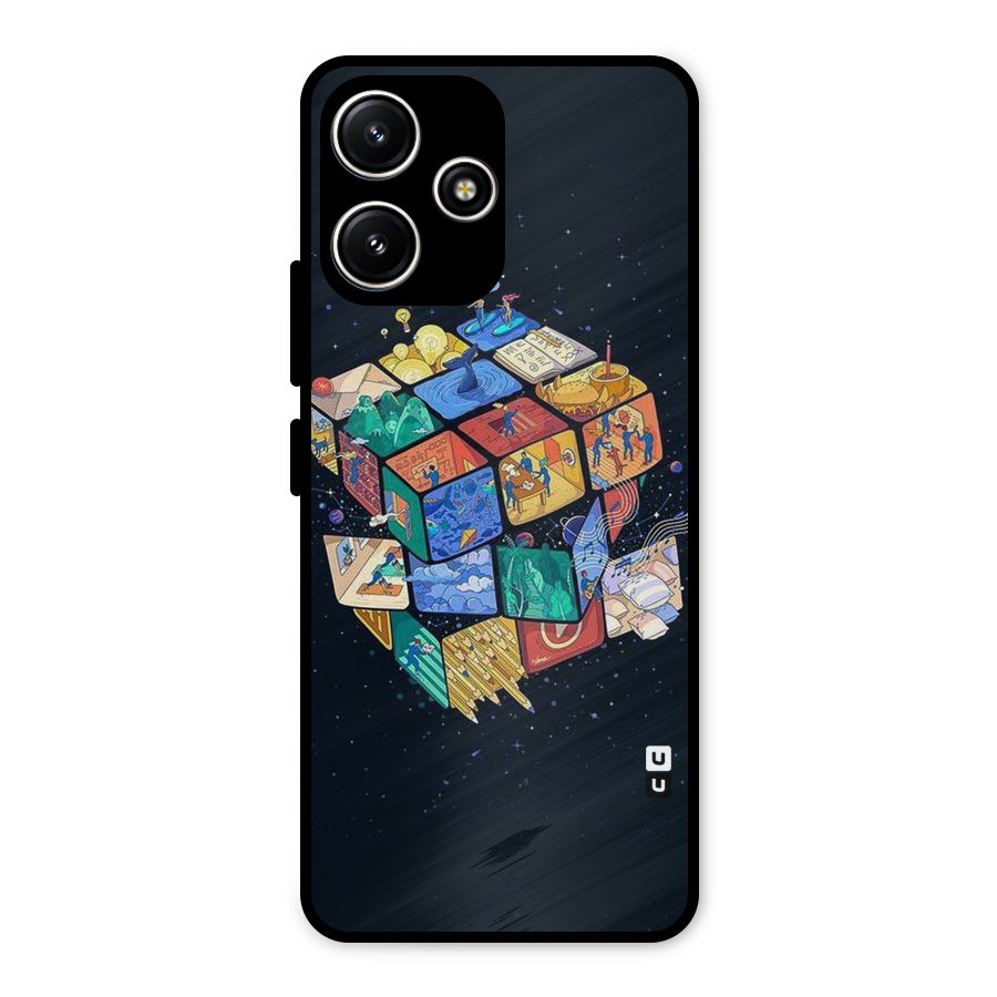 Coloured Rubic Metal Back Case for Redmi 12 5G