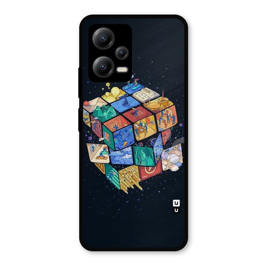 Coloured Rubic Metal Back Case for Redmi Note 12 5G