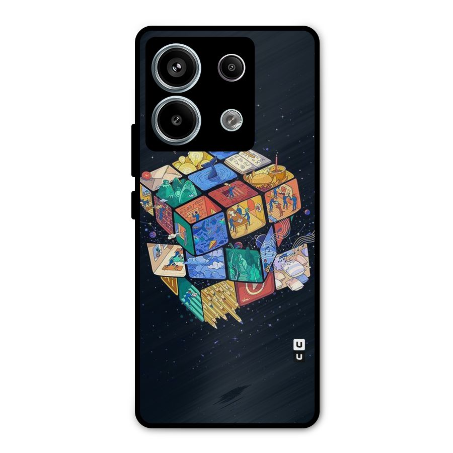 Coloured Rubic Metal Back Case for Redmi Note 13 Pro 5G