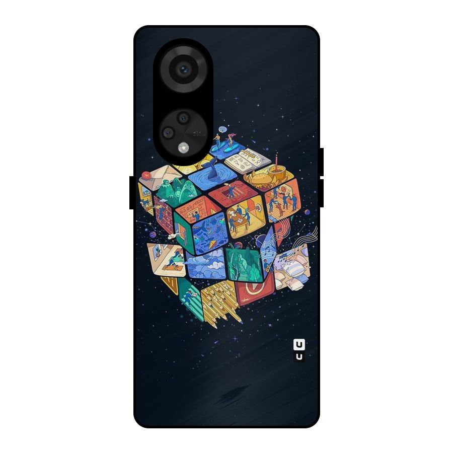 Coloured Rubic Metal Back Case for Reno8 T 5G