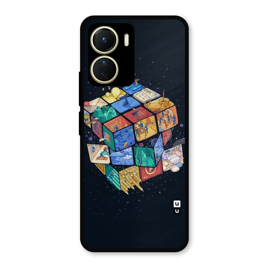 Coloured Rubic Metal Back Case for Vivo T2x