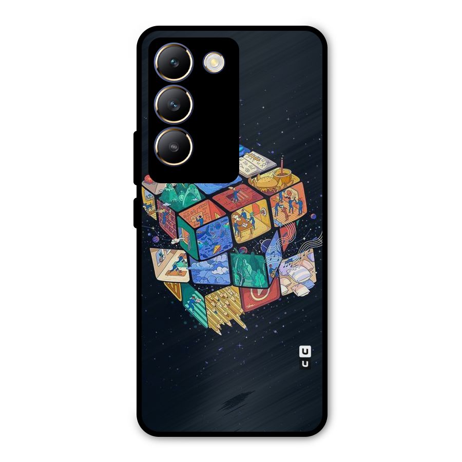 Coloured Rubic Metal Back Case for Vivo T3 5G