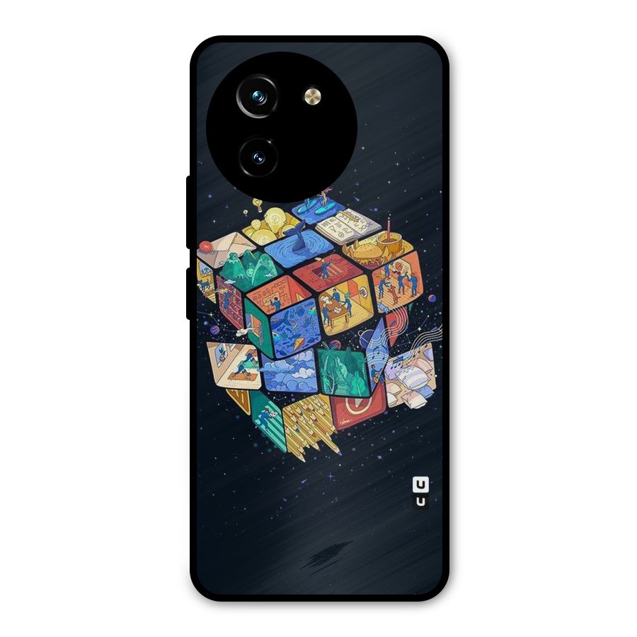Coloured Rubic Metal Back Case for Vivo T3x