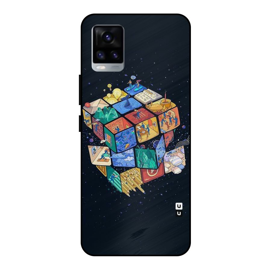 Coloured Rubic Metal Back Case for Vivo V20 2021