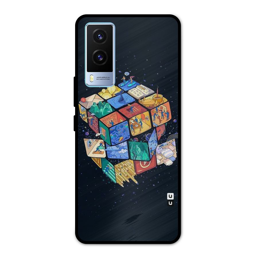 Coloured Rubic Metal Back Case for Vivo V21e 5G