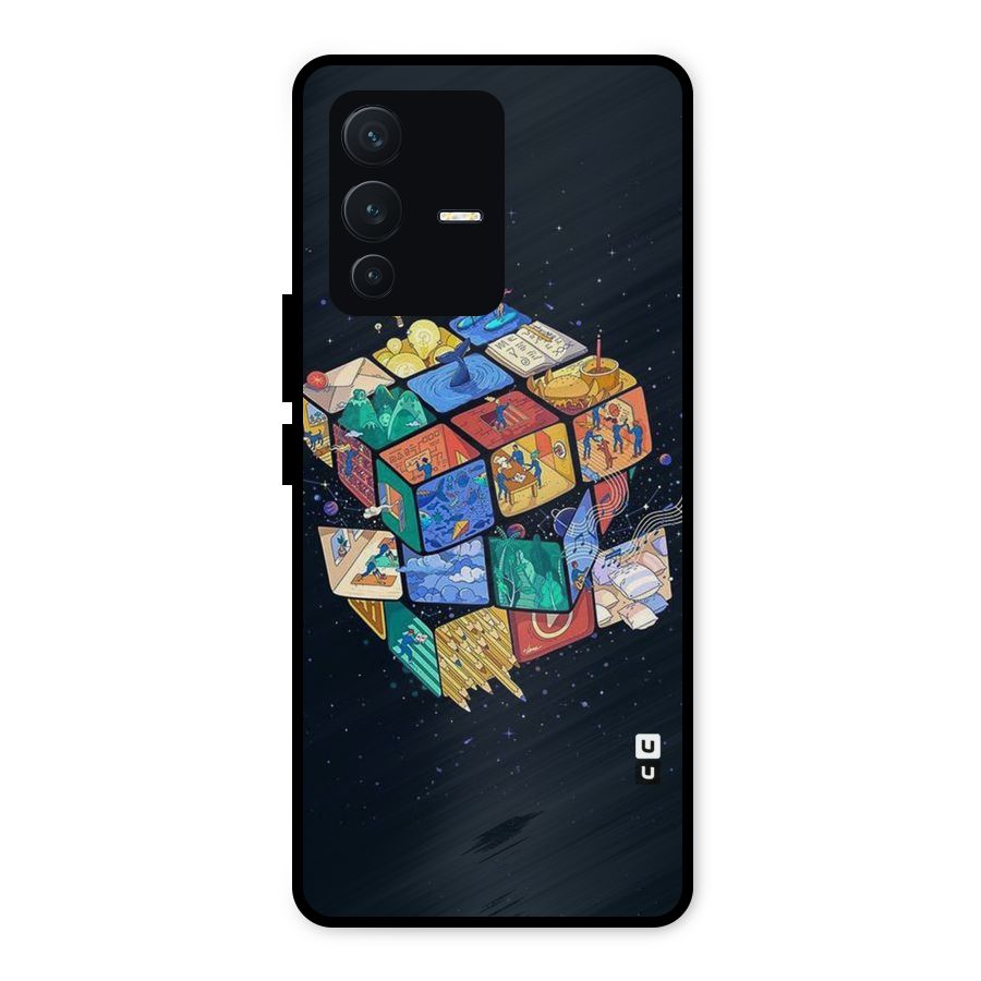 Coloured Rubic Metal Back Case for Vivo V23 5G