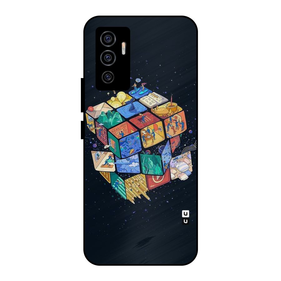 Coloured Rubic Metal Back Case for Vivo V23e